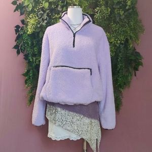Lavender Sherpa Half-Zip Sweater